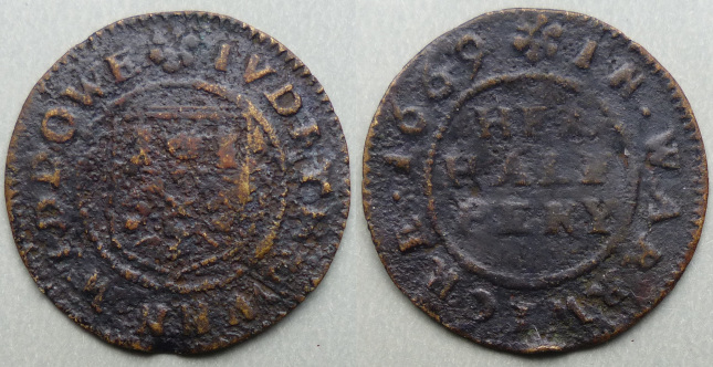 Warwick,, Judeth Dunn 1669 halfpenny